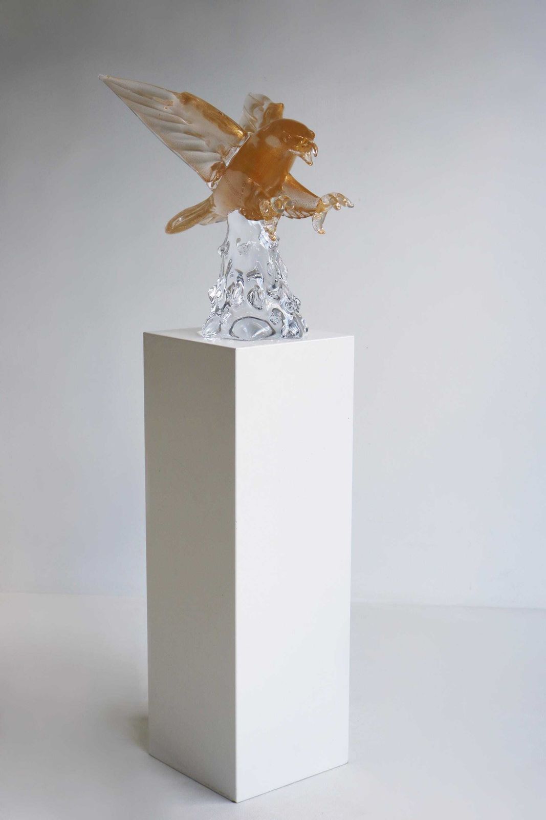 Signed Murano Glass Eagle Sculpture By Arnaldo Zanella – Hand Blown Crystal With Gold, Mid Century Italian Art photo 4516.0