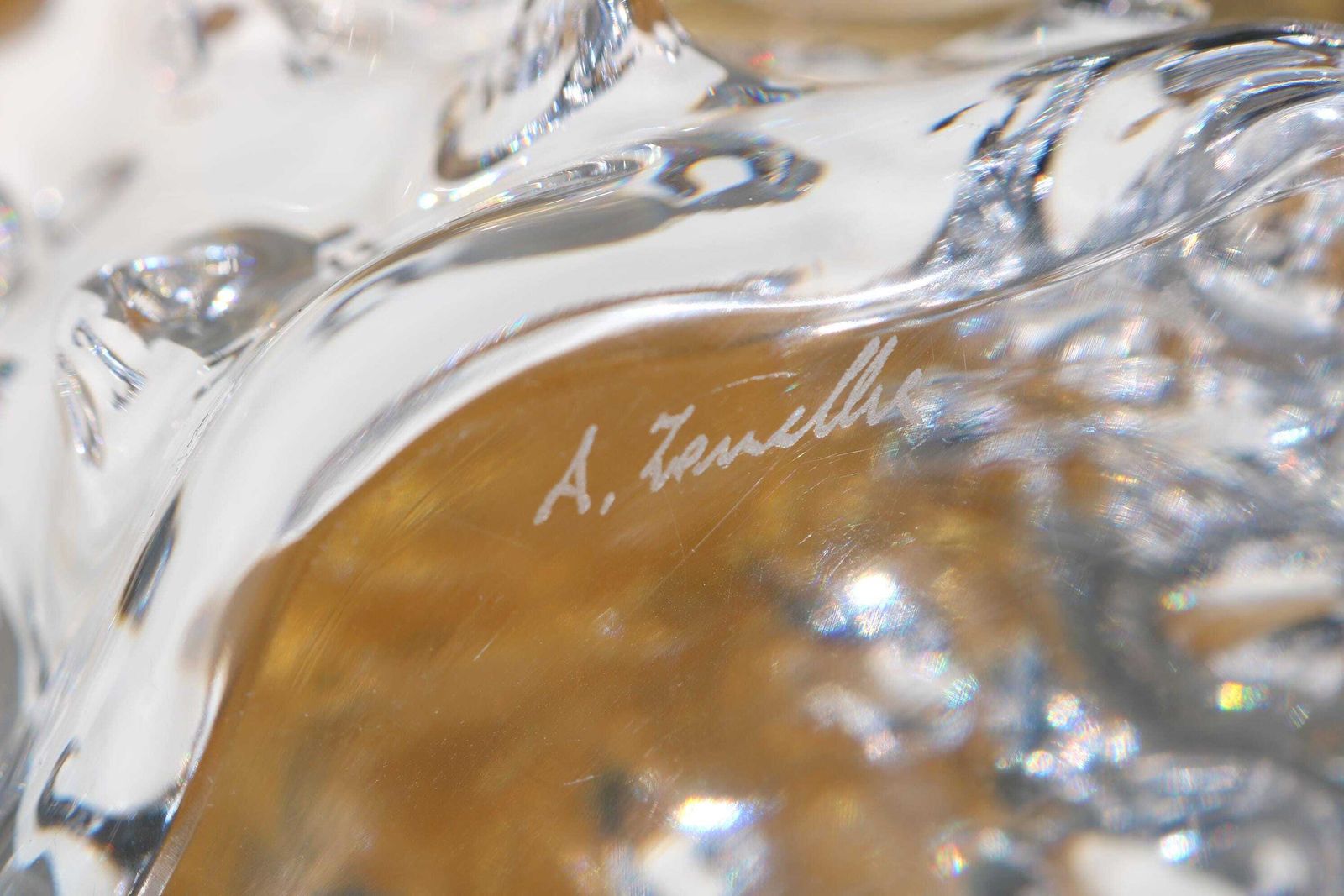 photo furniture Signed Murano Glass Eagle Sculpture By Arnaldo Zanella – Hand Blown Crystal With Gold, Mid Century Italian Art