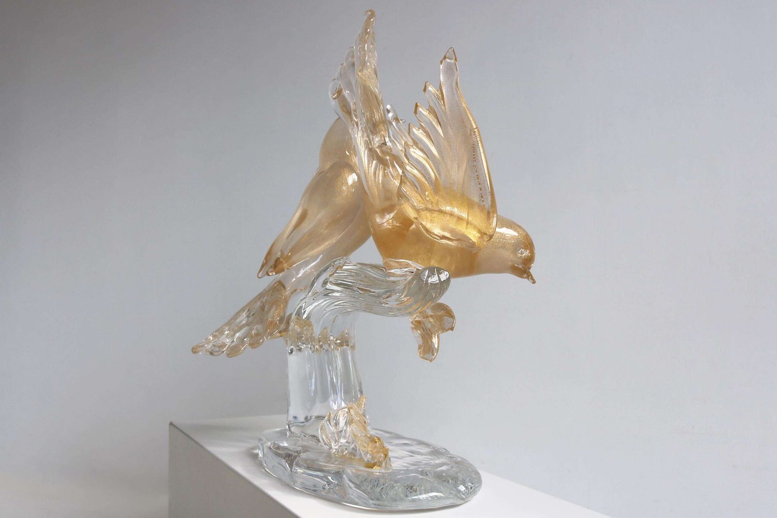 Elio Raffaeli Murano Italian Glass Birds – Hand Blown Sculpture With 24k Gold photo for sale