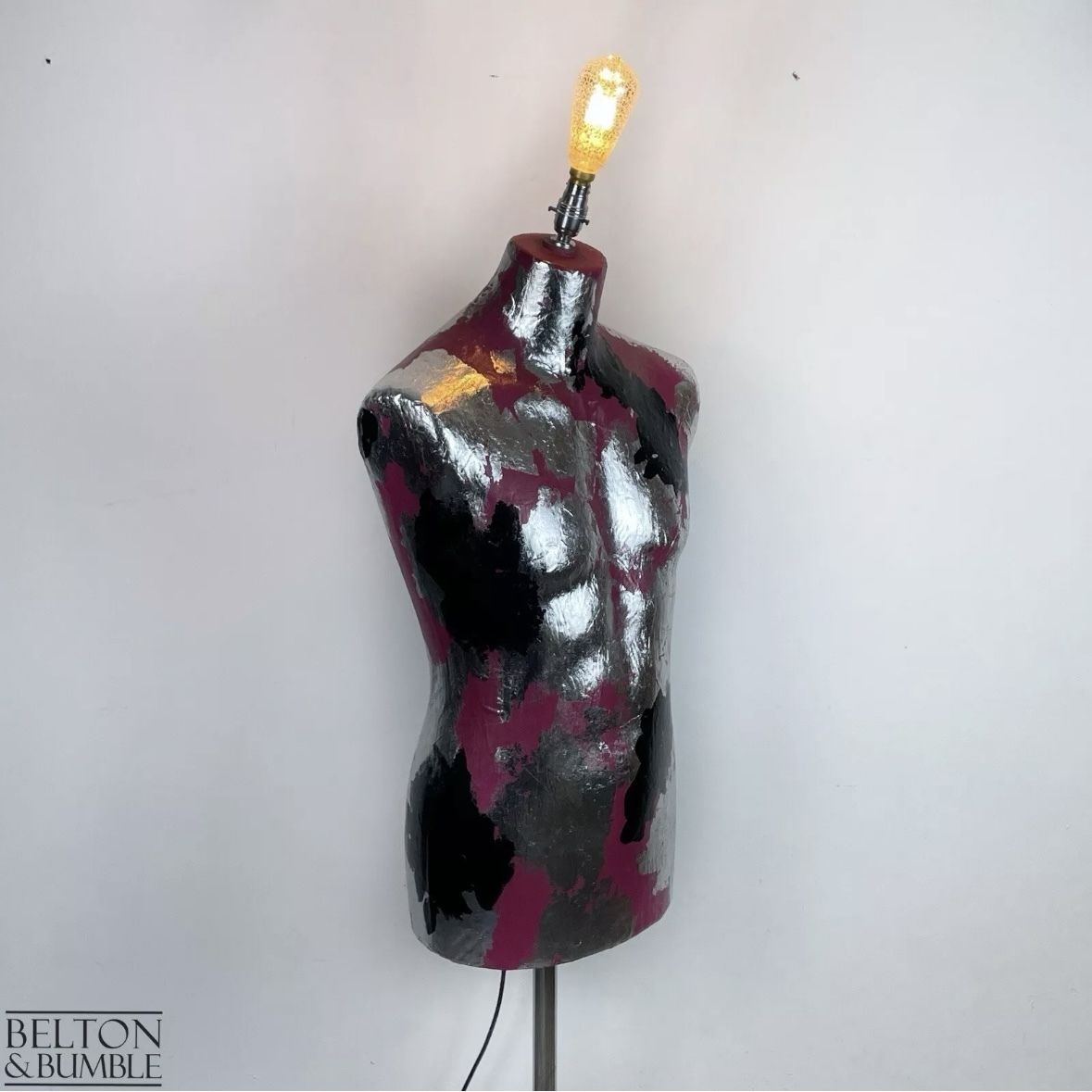 Pink, Black And Silver Mannequin Floor Lamp With Stainless Steel Stand photo vinterior