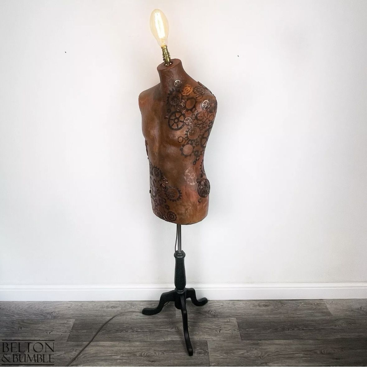 Steampunk Mannequin Floor Lamp With Black Wooden Stand photo furniture