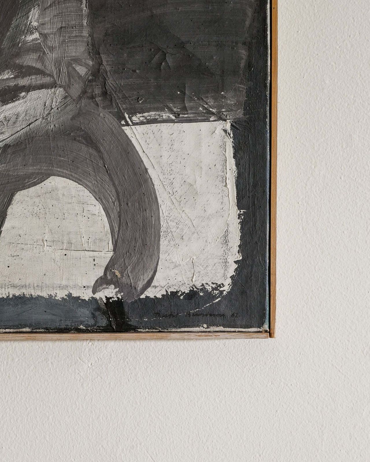 Vintage Swedish Abstract Oil On Canvas Artwork Painting By Bertil Berntsson, 1962 photo Art