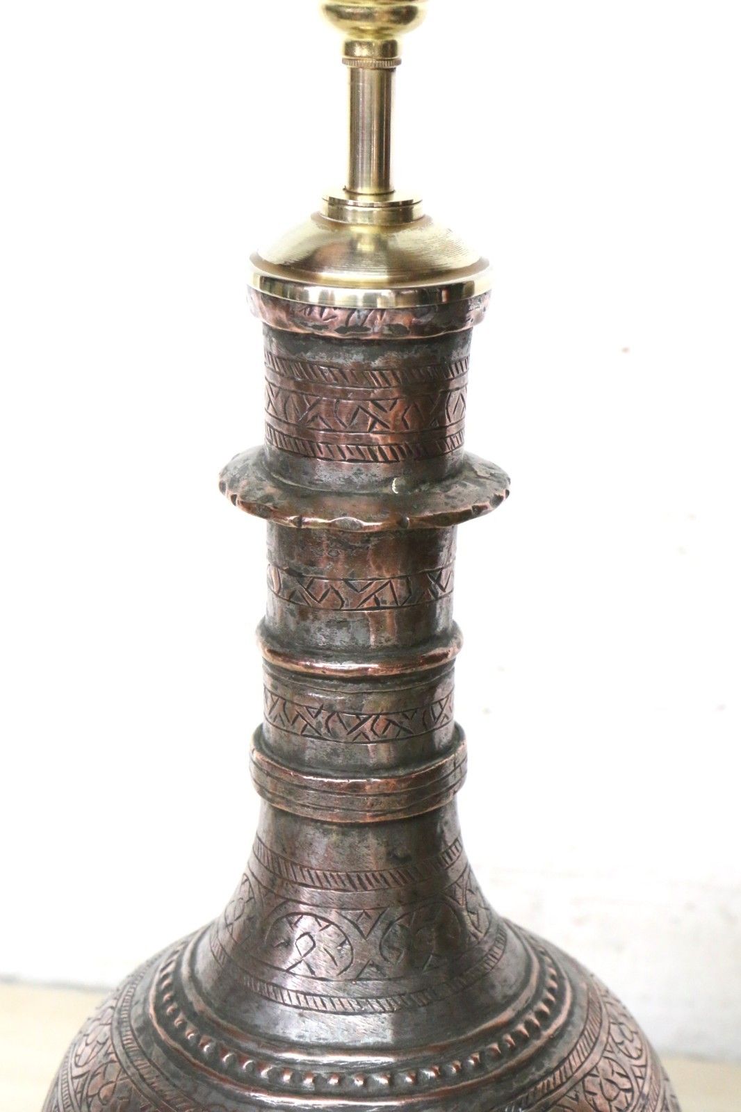 Table Lamp Antique Middle Eastern Copper Water Decanter Lamp Rustic Ethnic photo Lighting