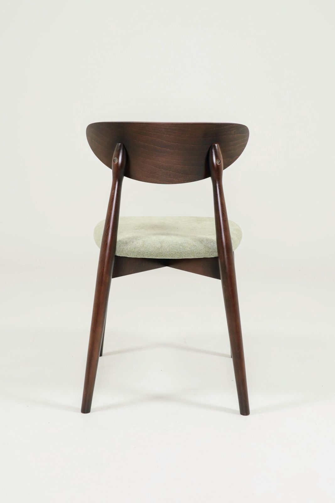 Modern Set Of 6 Dining Chairs, Sage Farbic And Dark Walnut Beech Wood photo buy