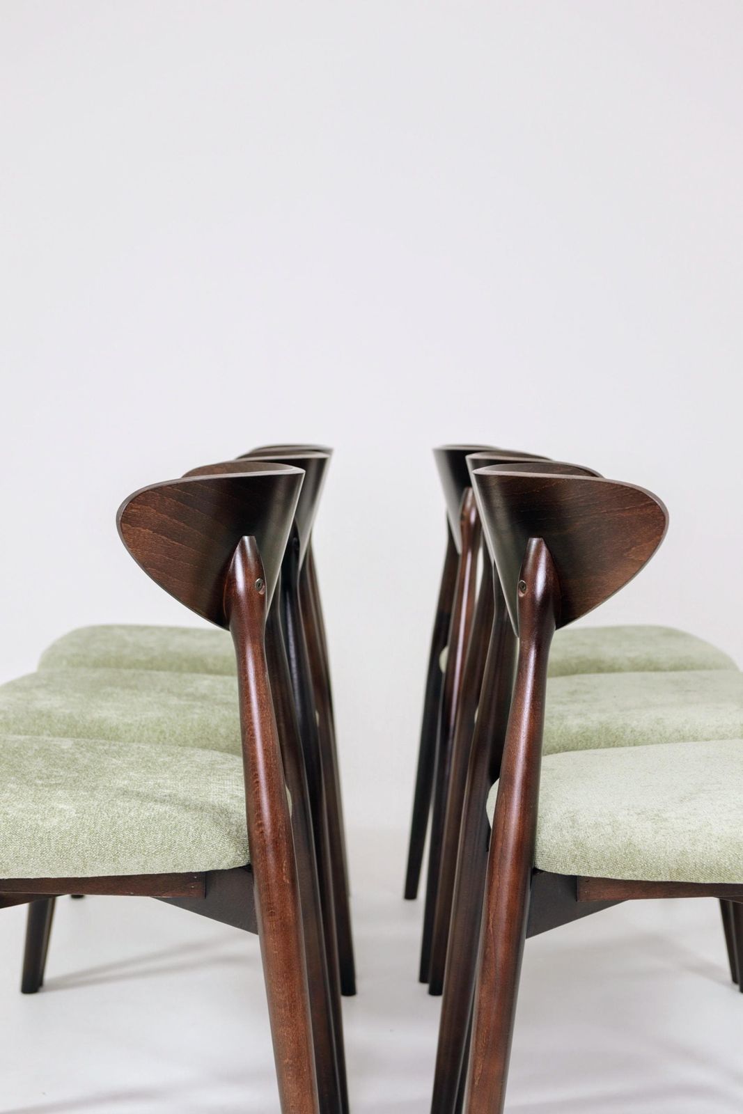 photo furniture Modern Set Of 6 Dining Chairs, Sage Farbic And Dark Walnut Beech Wood
