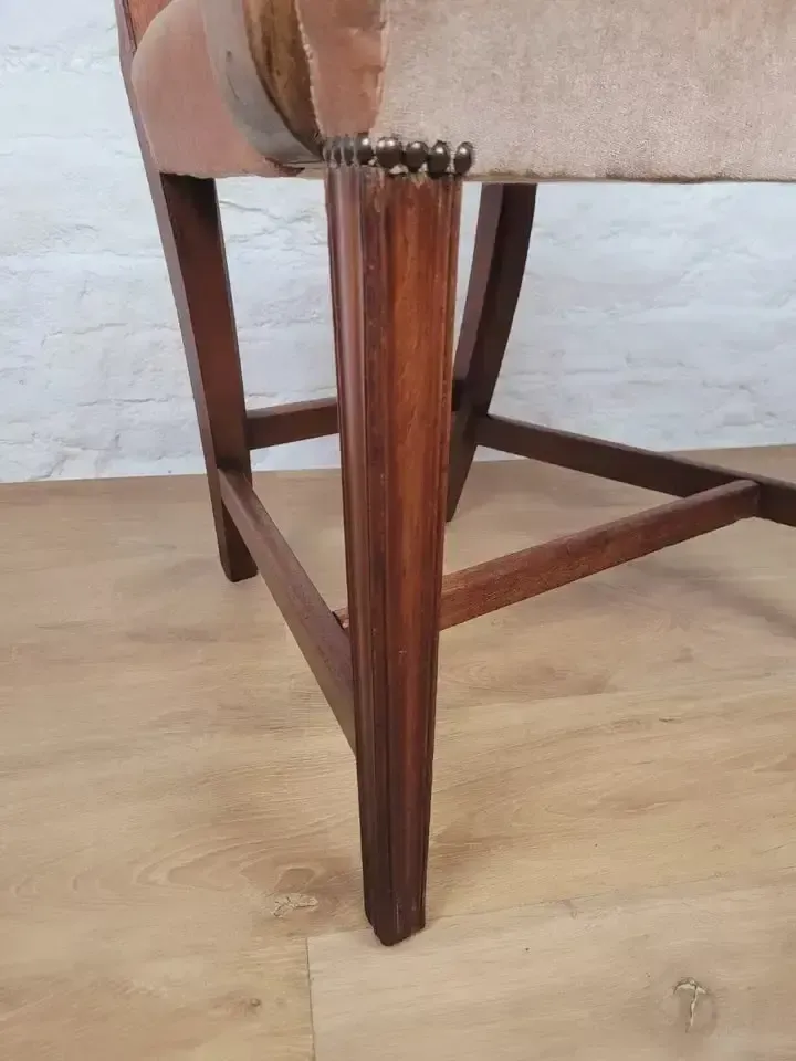 Victorian Dining Armchair Oak Carved Pierced Back Upholstered photo buy