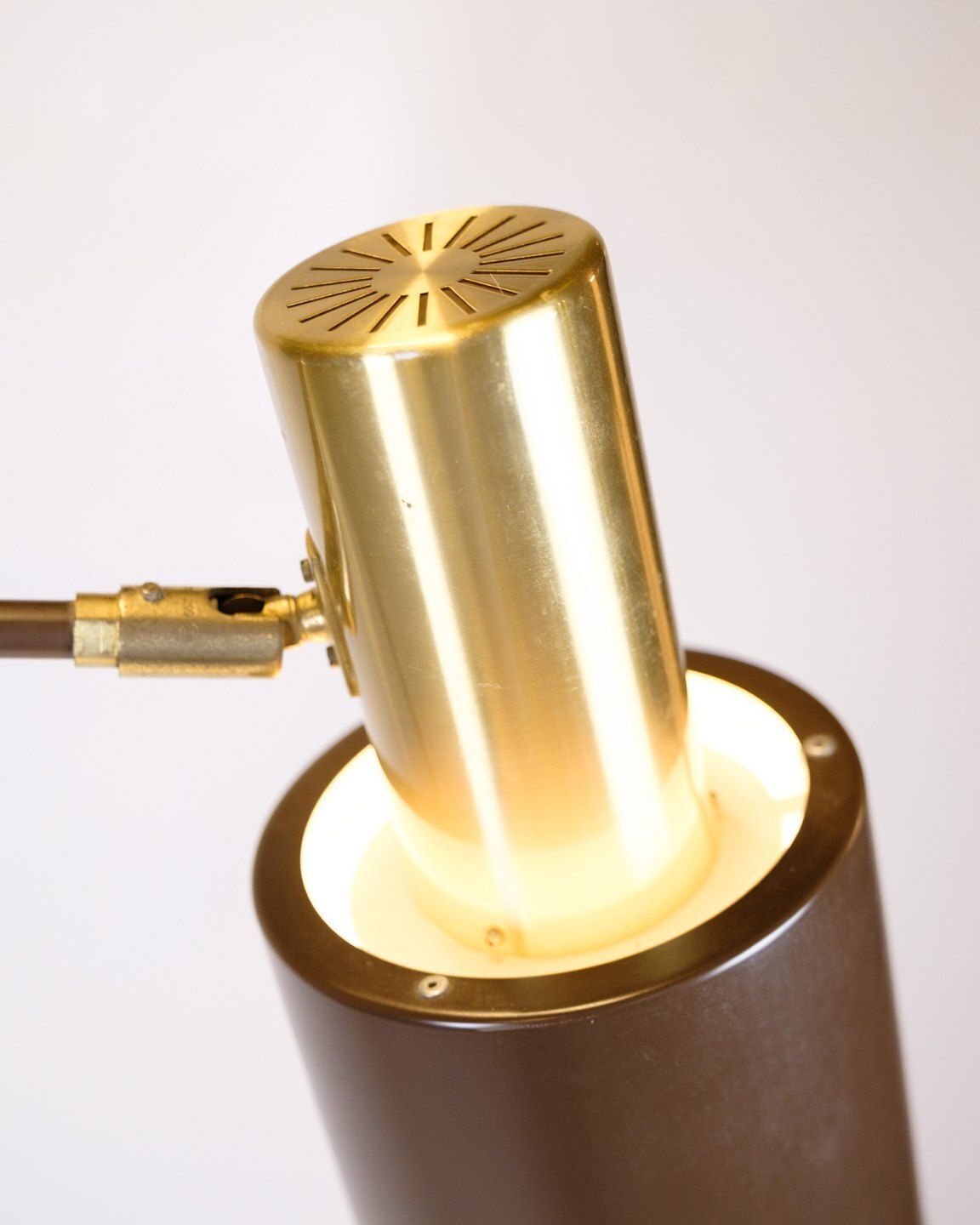 Floor Lamp   Model Studio   Brown Lacquered Metal & Brass   Jo Hammerborg   Fog & Morup   1970s photo Lighting