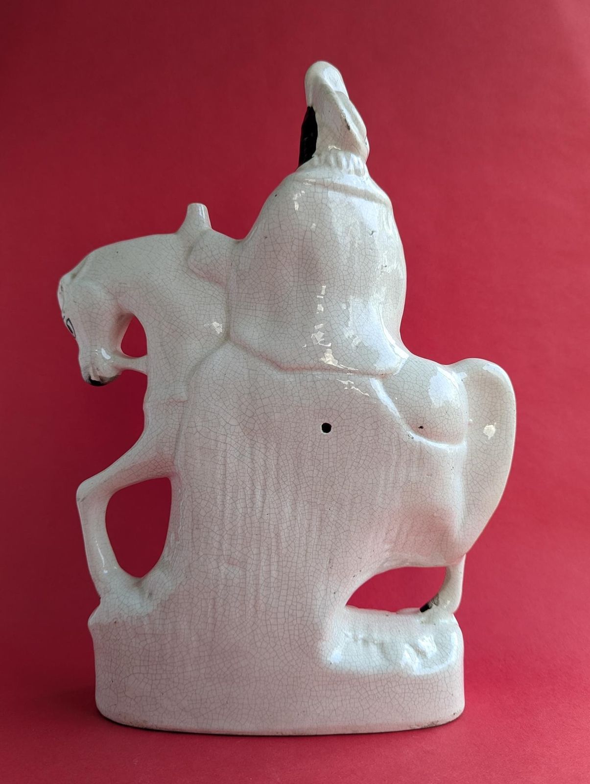Large Staffordshire Pottery Flatback Figure, Bonnie Prince Charlie On Horseback photo vintage