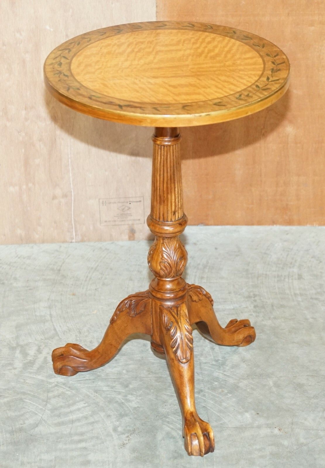 Pair Of Antique Victorian Sheraton Claw & Ball Satinwood Tripod Side End Tables photo 2950.0