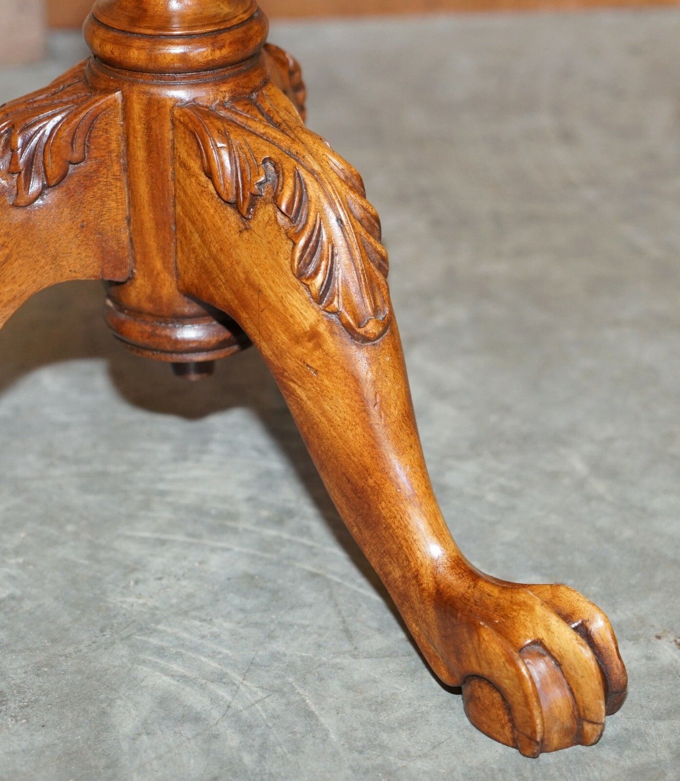 Pair Of Antique Victorian Sheraton Claw & Ball Satinwood Tripod Side End Tables photo vintage