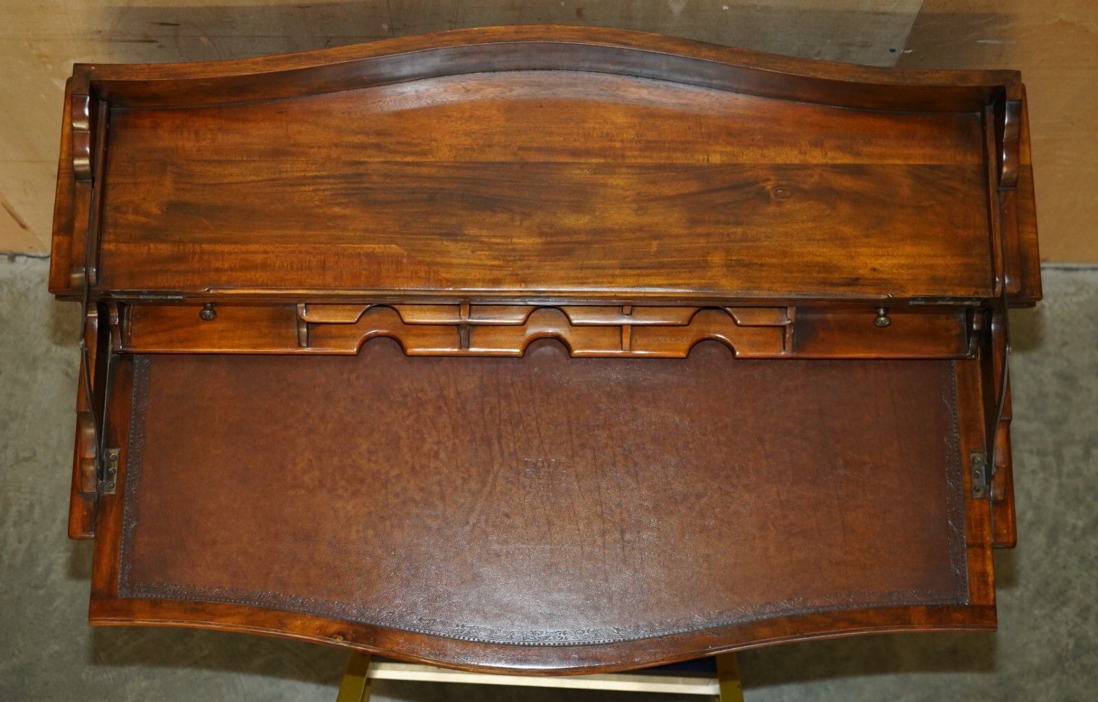 photo for sale Theodore Alexander Secretaire Desk & Gothic Revival Windsor Brown Leather Chair