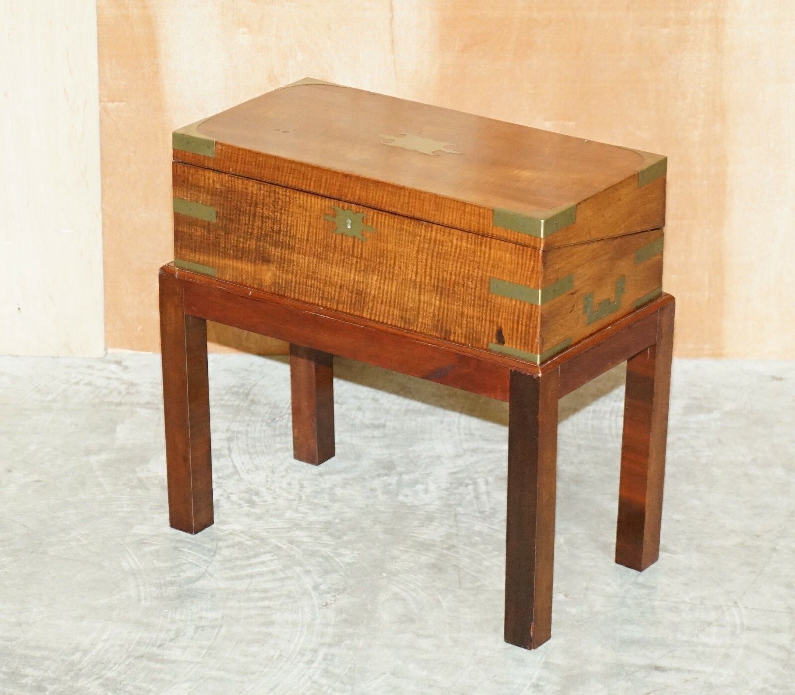 Exquisite Victorian Mahogany Military Campaign Writing Slope Desk & Later Stand photo furniture