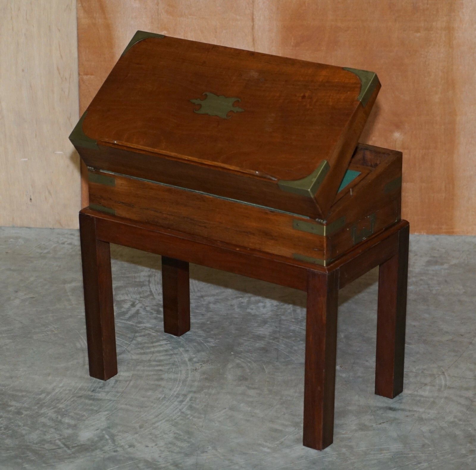 Exquisite Victorian Mahogany Military Campaign Writing Slope Desk & Later Stand photo vinterior