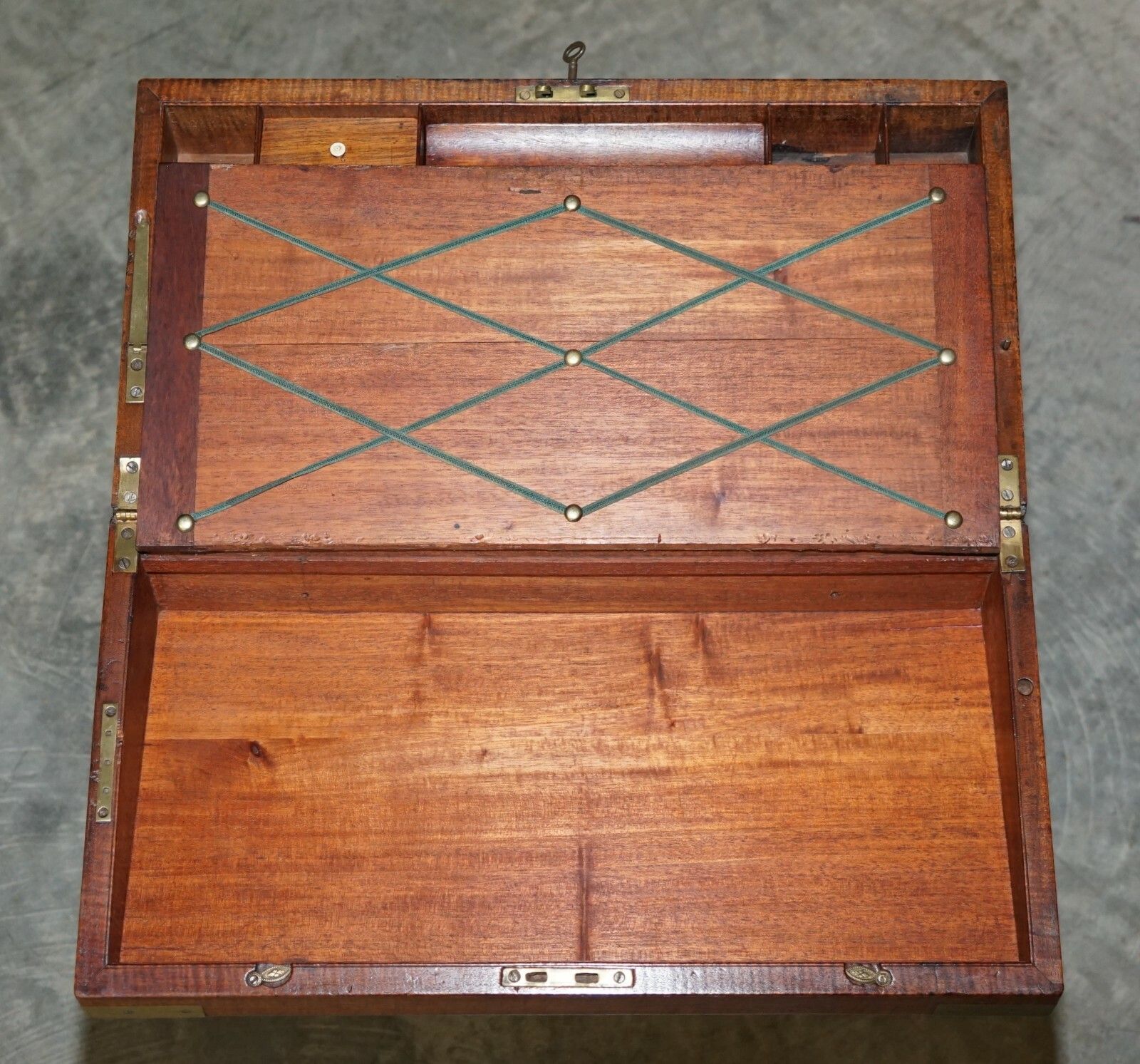 Furniture Exquisite Victorian Mahogany Military Campaign Writing Slope Desk & Later Stand photo