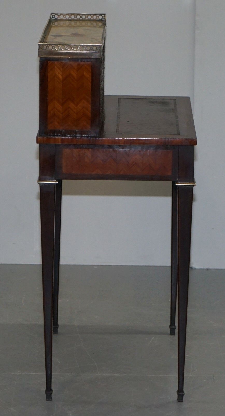 photo furniture Antique French Circa 1870 Bonheur Du Jour Rosewood Marble Desk Bureau Faux Books