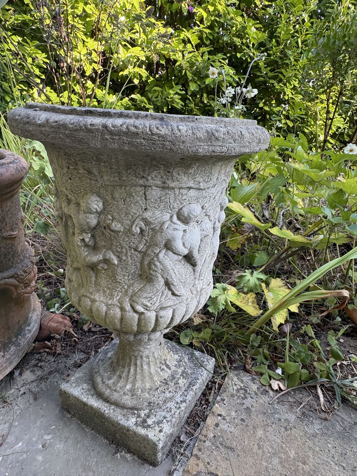 Set Of Three Greco Roman Carved Garden Pots”
