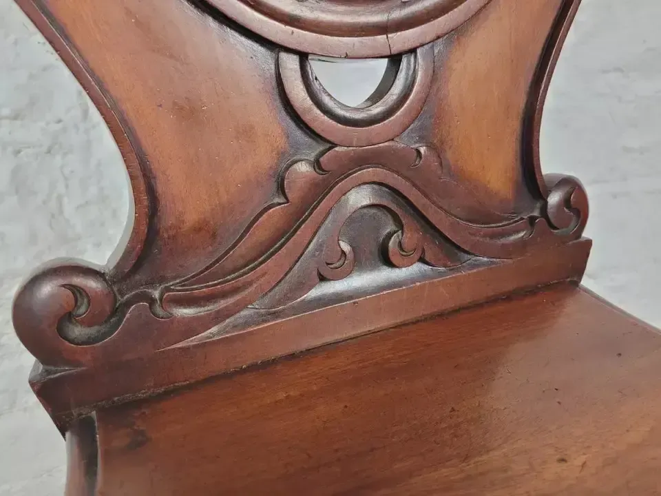 Georgian Hall Chair Shield Back Circa 1860 Carved English Postage Available photo vinterior