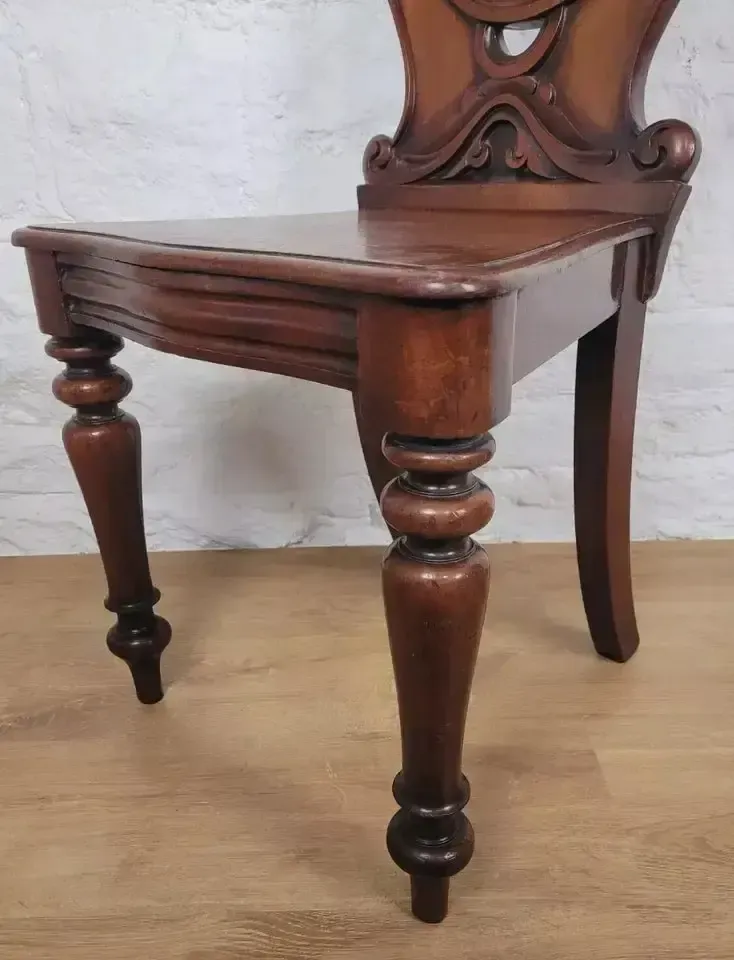 Georgian Hall Chair Shield Back Circa 1860 Carved English Postage Available photo buy