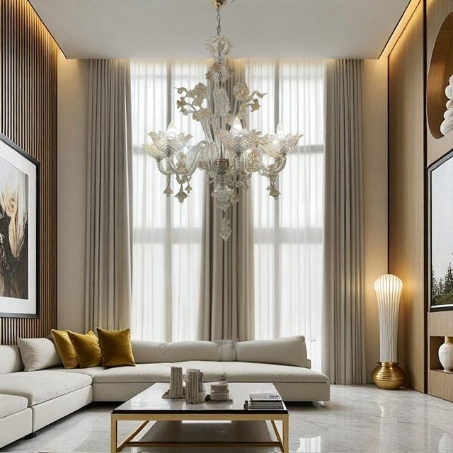 Large Venetian Murano Glass Chandelier 1960’s photo Lighting