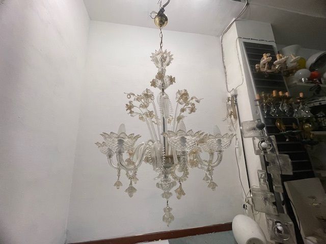photo furniture Large Venetian Murano Glass Chandelier 1960’s