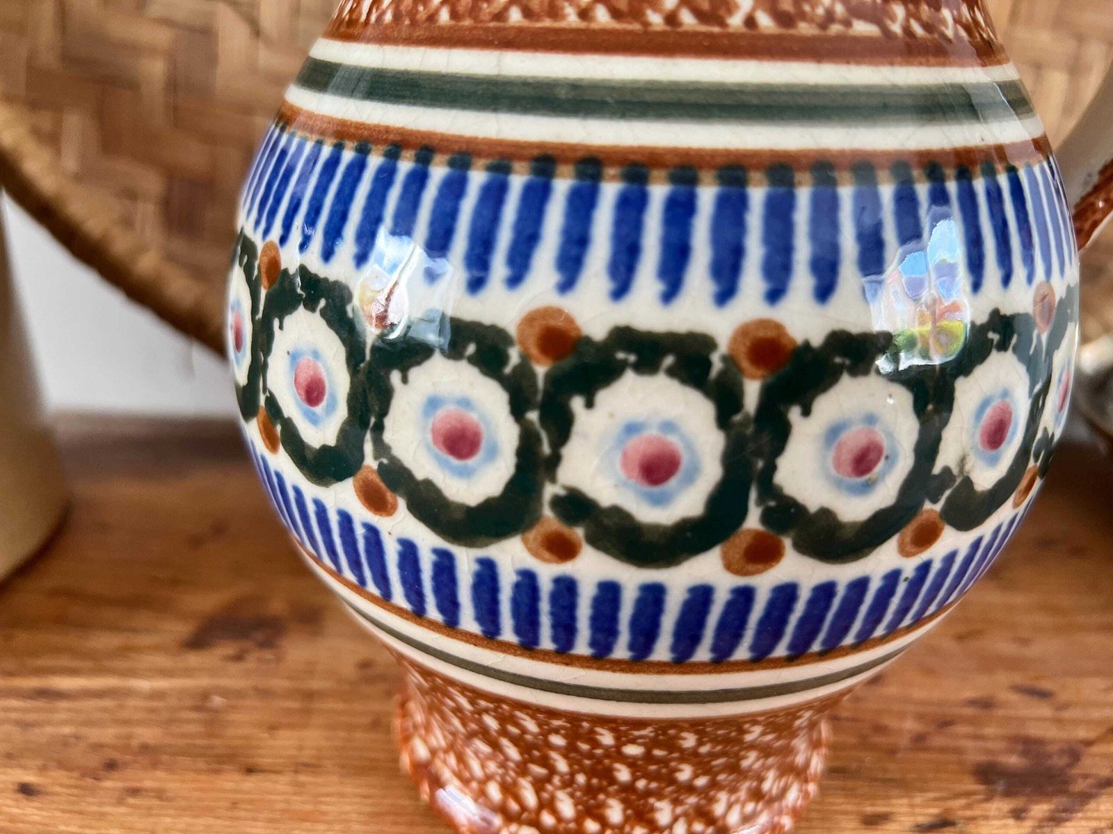 Polish Pottery Vintage Boleslawiec Rare Bunzlauer Keramik Jug   Hand Painted Pitcher   Unique Folk Art Stoneware Vase   Studio Art Potter photo vinterior
