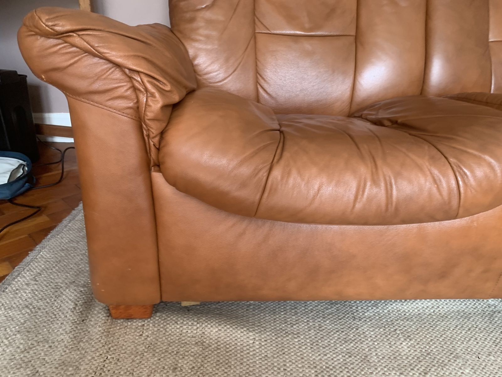 Ekornes Stressless 2 Seater Brown Tan Leather Sofa photo vinterior
