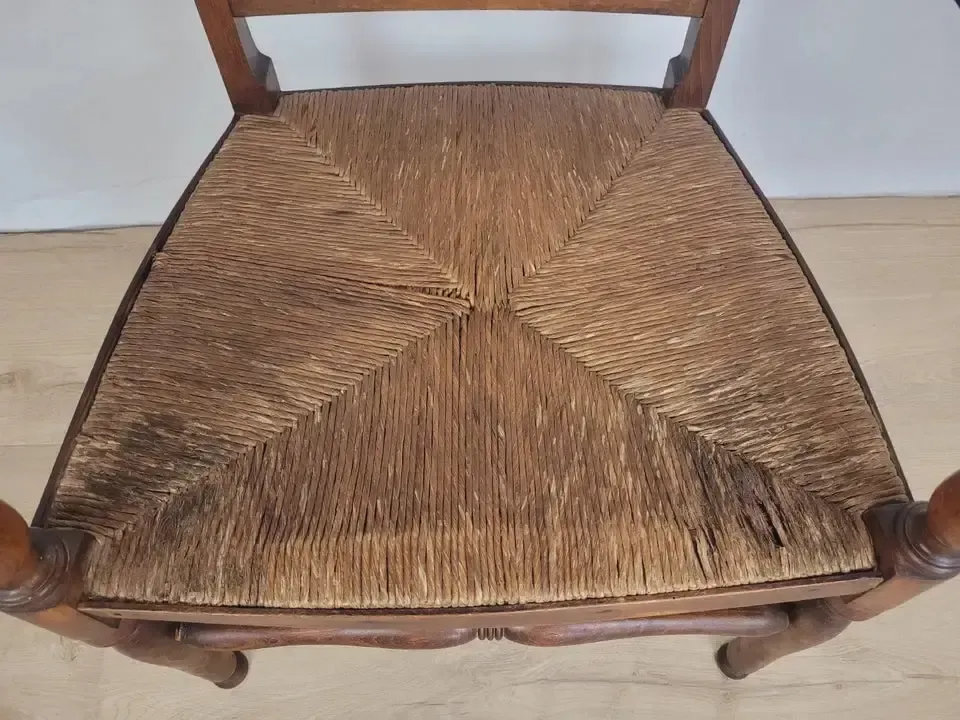 19th Century Armchair Ash & Elm Country Rush Seat Antique Postage Available photo buy
