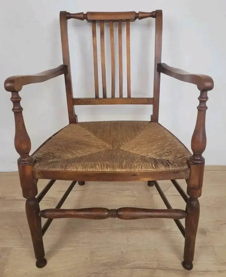 photo furniture 19th Century Armchair Ash & Elm Country Rush Seat Antique Postage Available