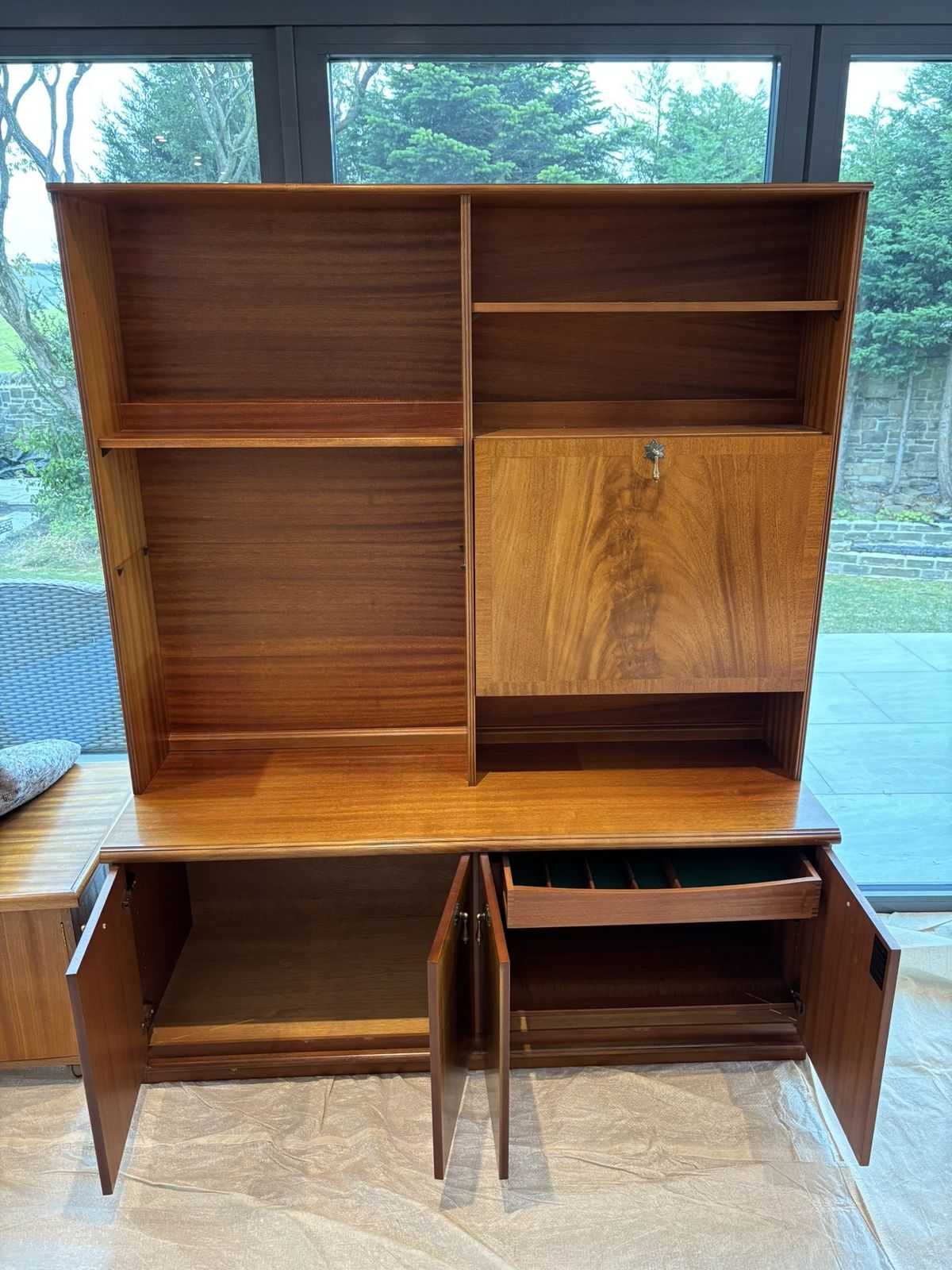 Meredew Display Cabinet With Shelving, Bureau & Drawers, Teak, Vintage Meredew photo furniture