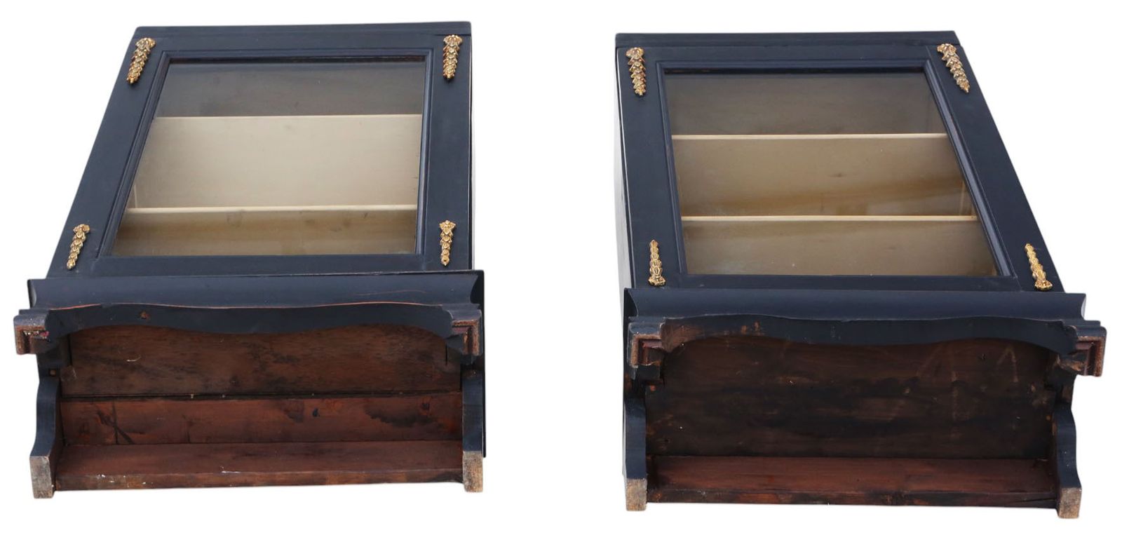 Antique Pair Of 19th Century Painted Pier Cabinets / Bookcases – Fine Quality Display Furniture photo vintage