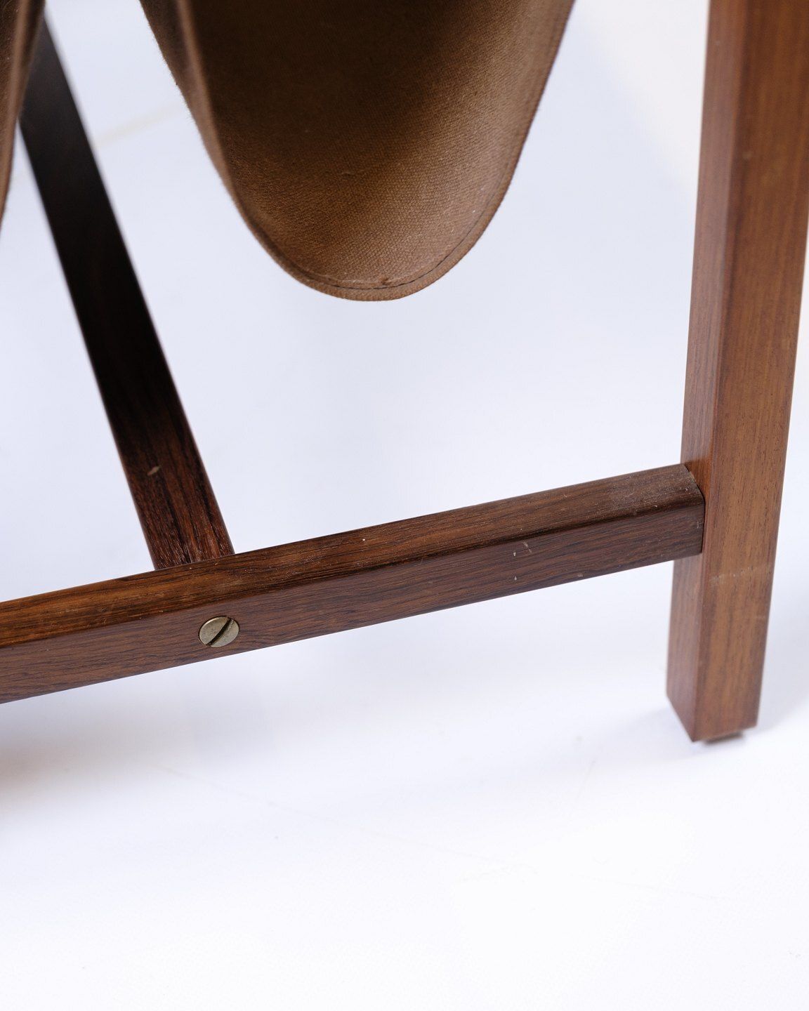 Newspaper/Magazine Holder   Rosewood & Brown Canvas   Danish Design   1960s photo 384.0