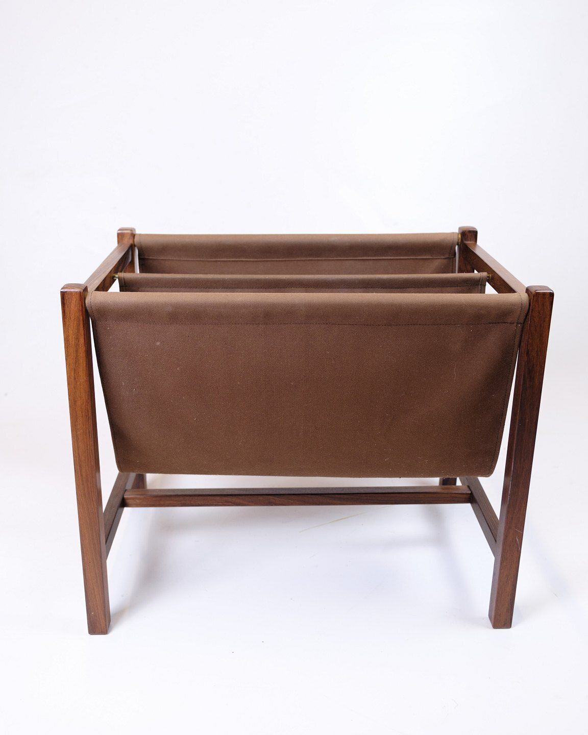 Newspaper/Magazine Holder   Rosewood & Brown Canvas   Danish Design   1960s photo buy