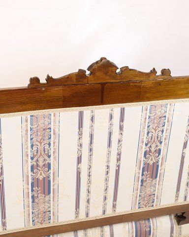 Antique 3 Seater Sofa   Klunke Style   Striped Upholstery   Walnut   Turned Legs   1890s photo vintage