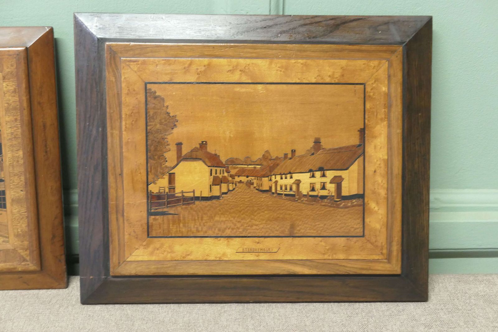 2 Early 20th Century Marquetry Pictures photo Art