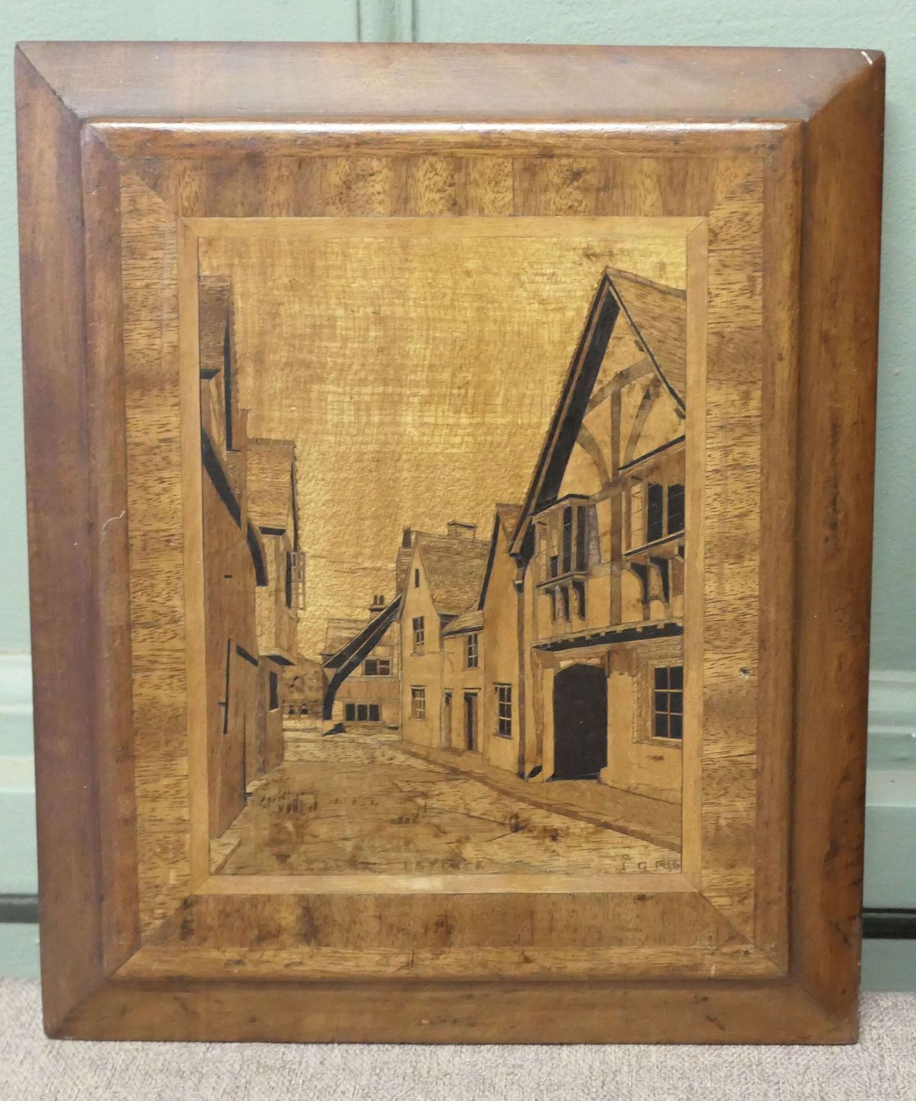 2 Early 20th Century Marquetry Pictures photo vinterior
