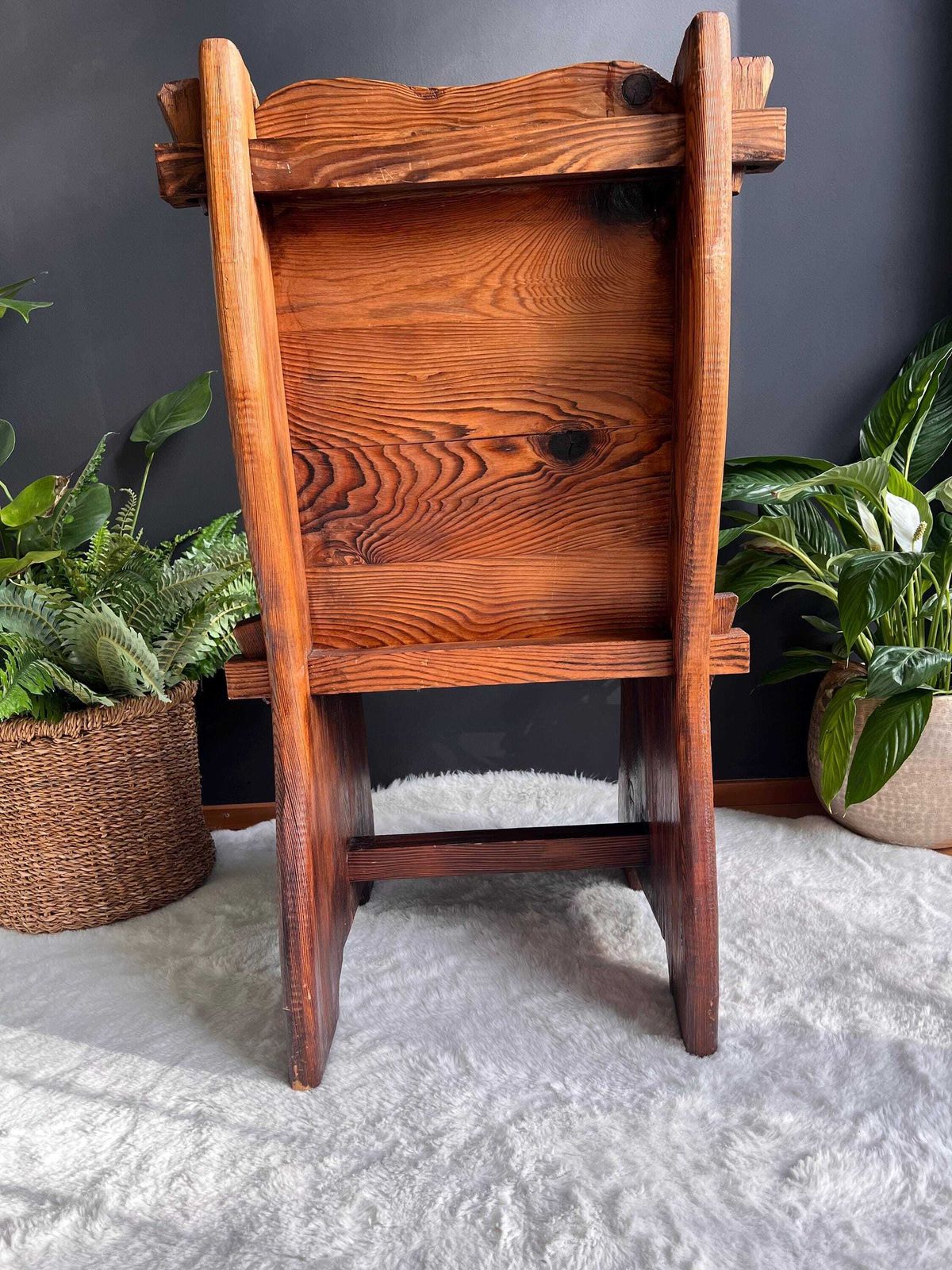 Primitive Handmade Side Chair   Rustic Viking Style Medieval Seat   Folk Art Wood Chair For Castle & Cabin Decor photo 756.0