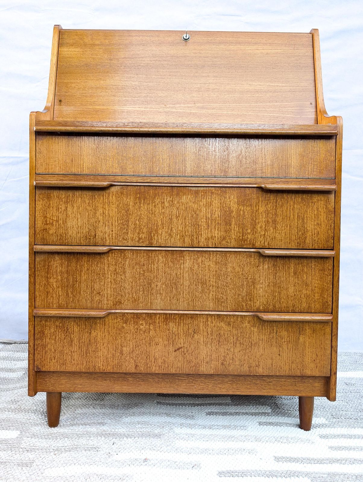 Sutcliffe Of Todmorden Mid Century Teak Bureau Laptop Desk – Original Vintage photo vintage