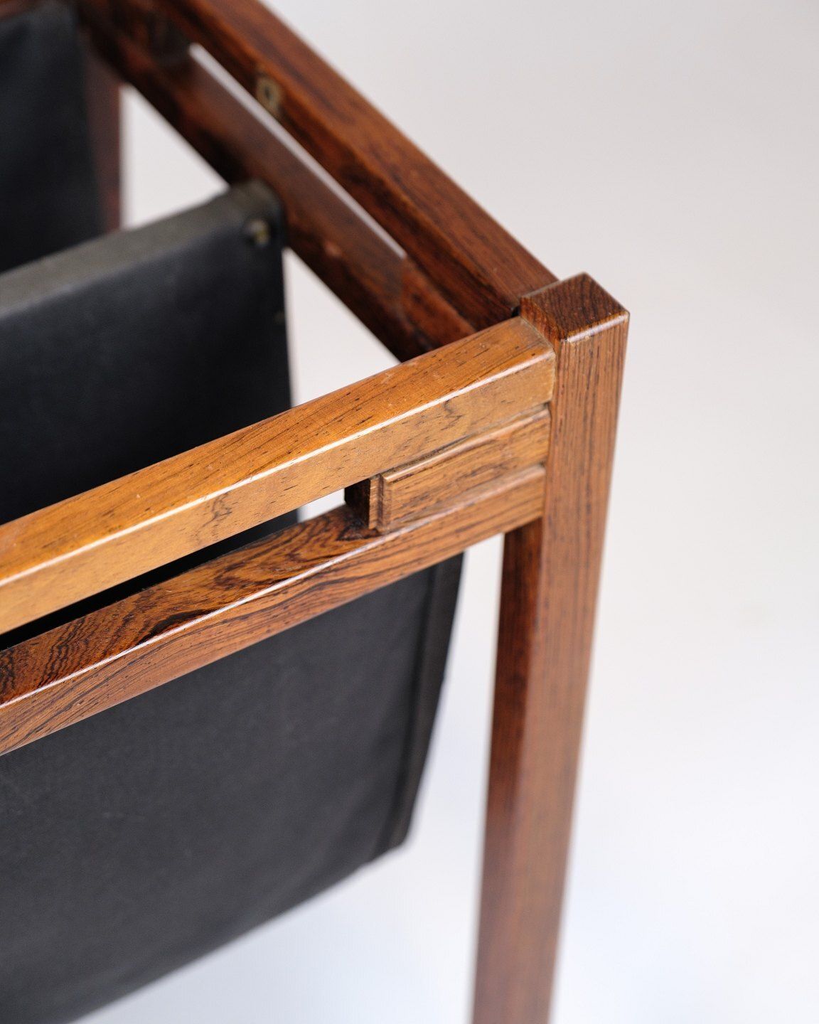 Newspaper/Magazine Holder   Rosewood & Black Canvas   Danish Design   1960s photo for sale