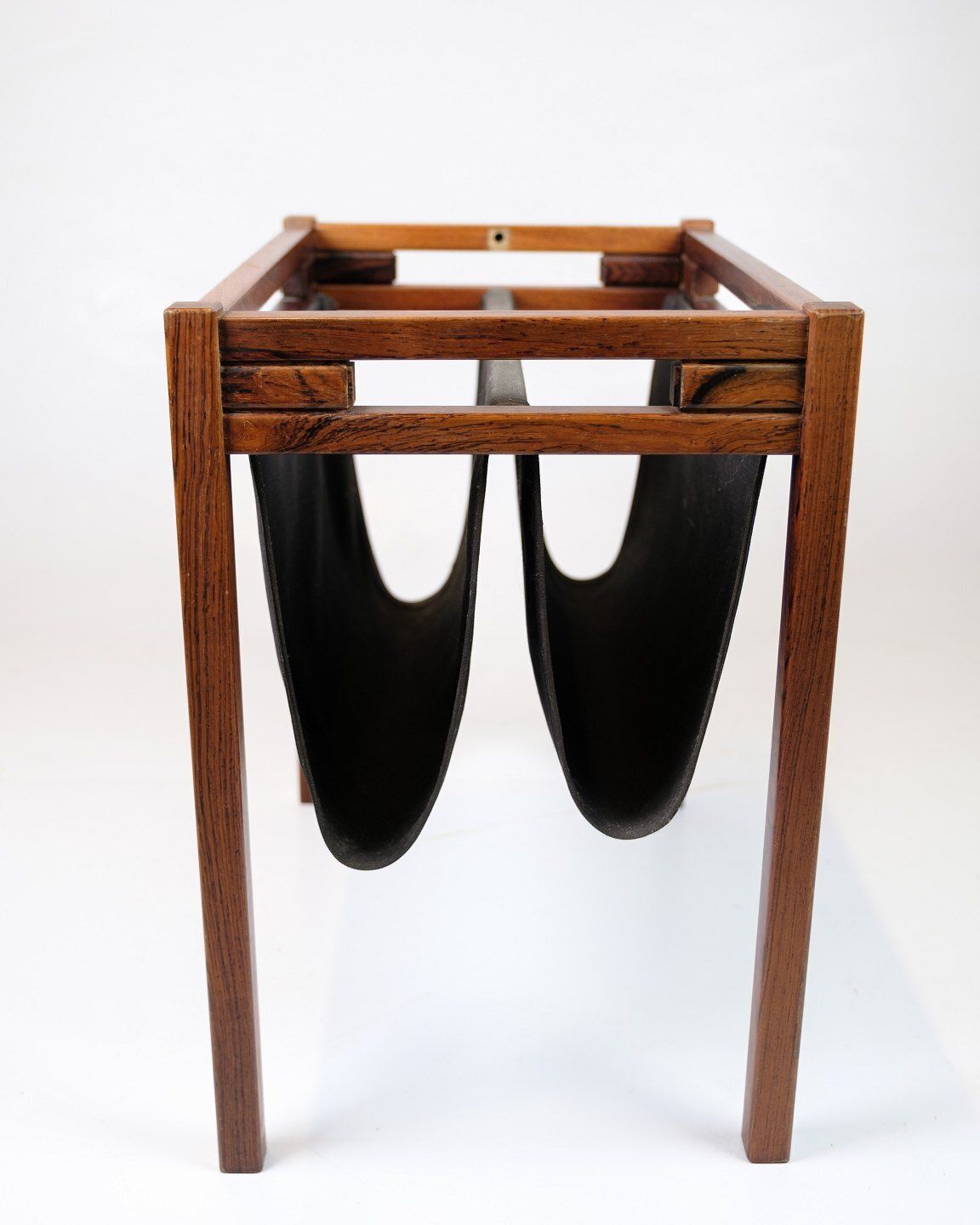Newspaper/Magazine Holder   Rosewood & Black Canvas   Danish Design   1960s photo vinterior