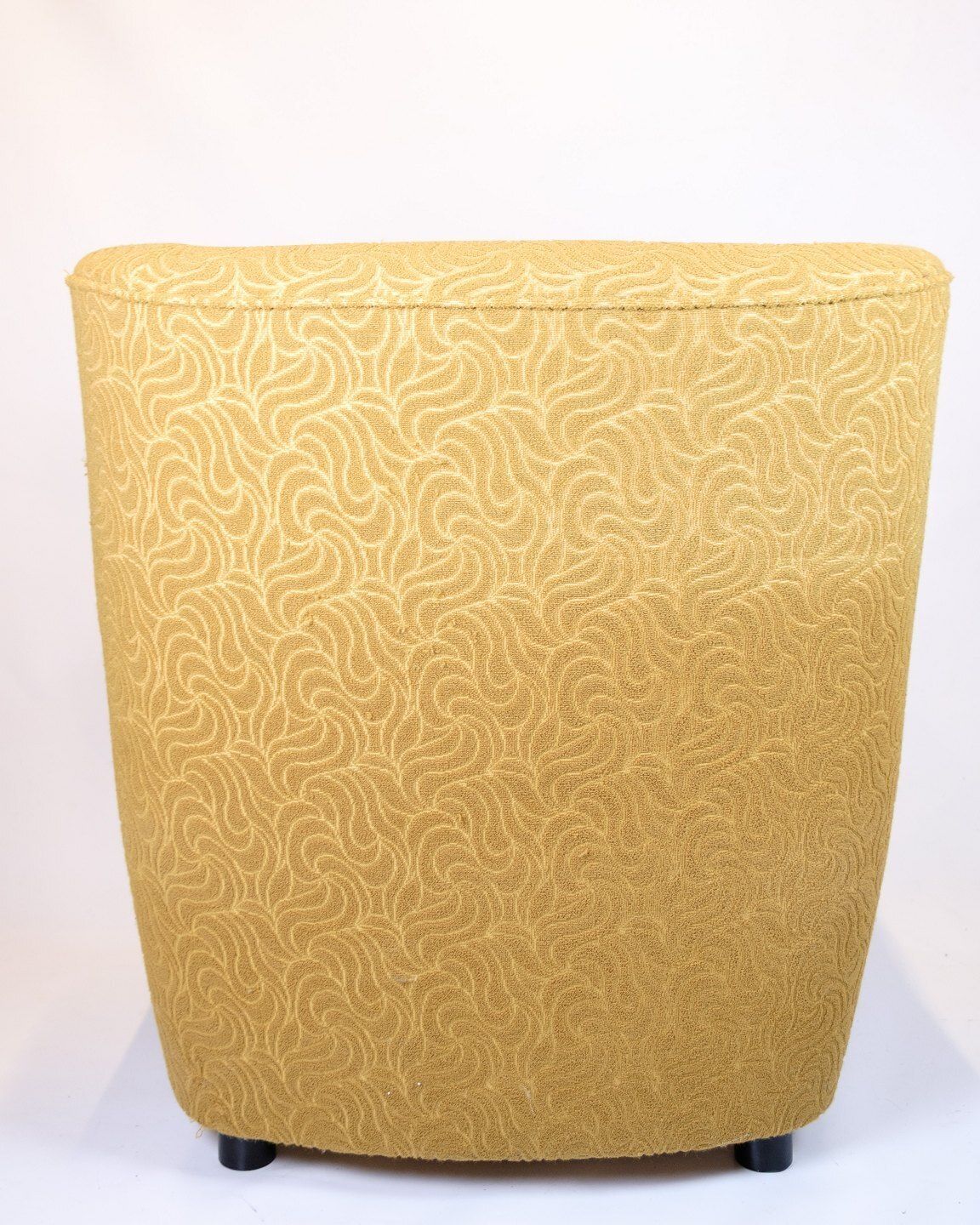 Armchair   Upholstered   Patterned Yellow Fabric   Black Legs   Danish Design   1940s Style photo 1415.0