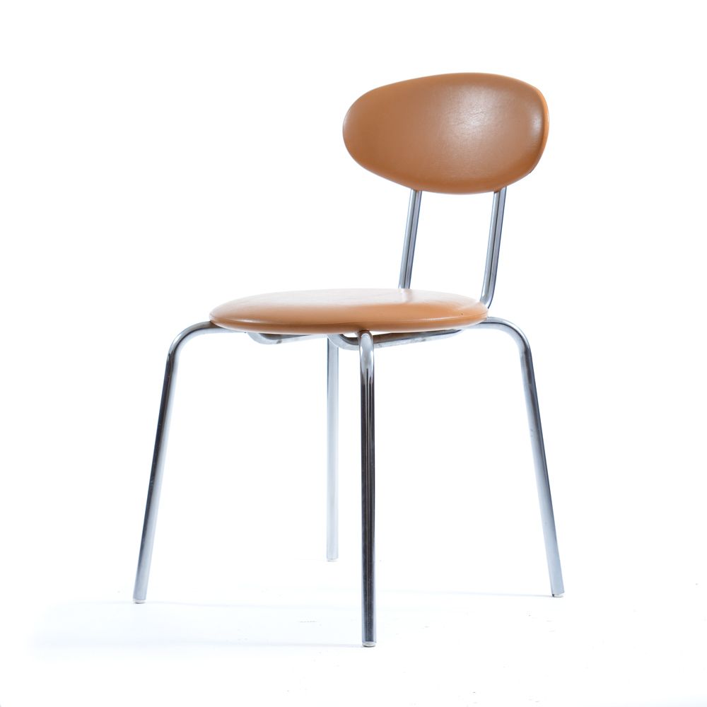 Midcentury Chair By Kovona In Faux Leather And Chrome, Czechoslovakia 1970s photo Furniture