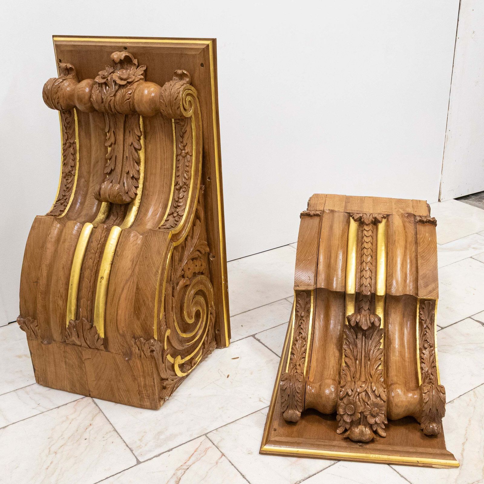 photo for sale Pair Of Monumental Carved Oak Corbels From Clothworkers Hall, London