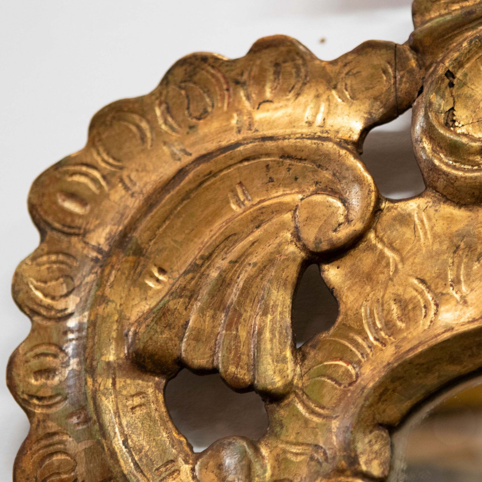 photo for sale Pair Of Antique Italian Giltwood Ornate Mirrors