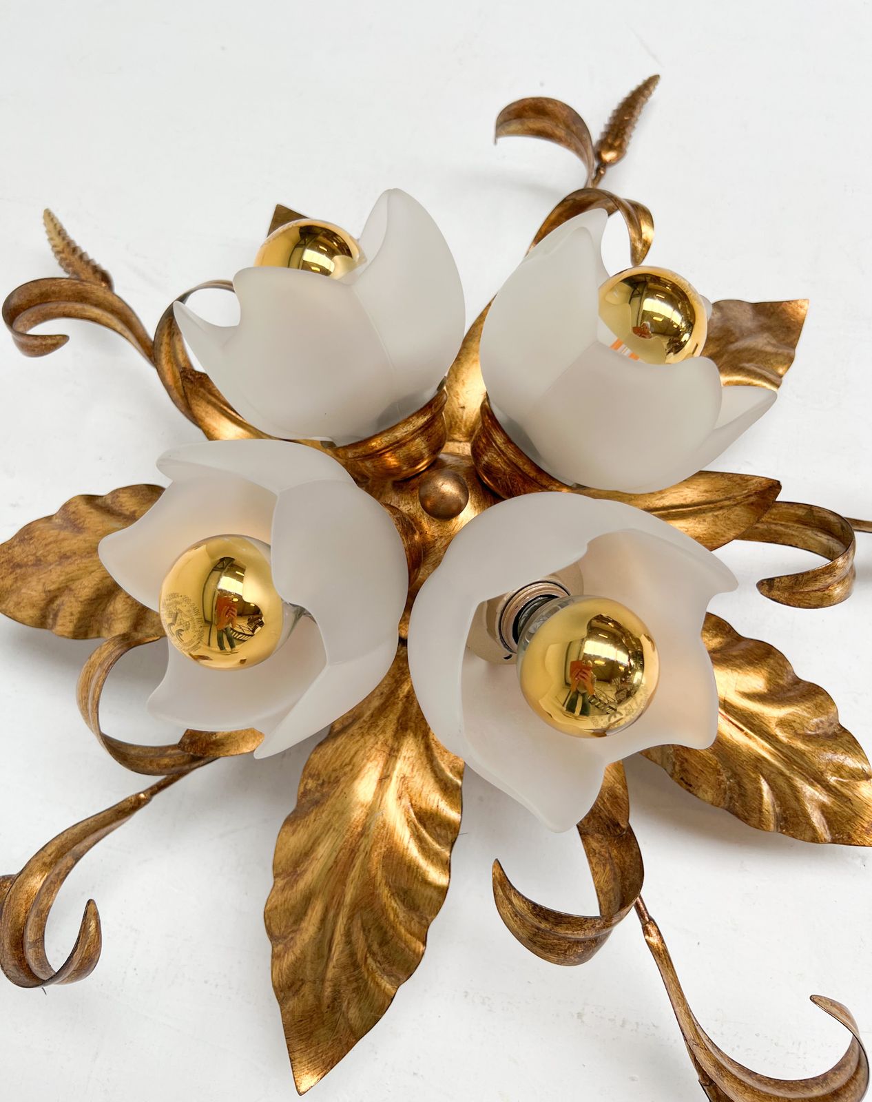 Gold Plated Xl Ceiling Lamp Or Wall Lamp From Italy, 1970s photo for sale