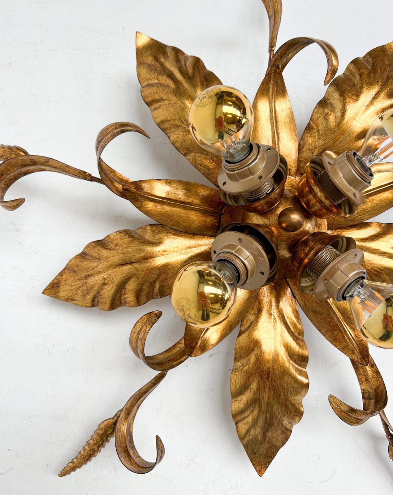 photo for sale Gold Plated Xl Ceiling Lamp Or Wall Lamp From Italy, 1970s