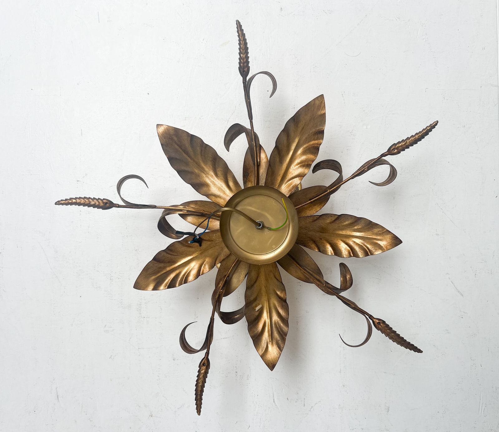 photo vintage Gold Plated Xl Ceiling Lamp Or Wall Lamp From Italy, 1970s
