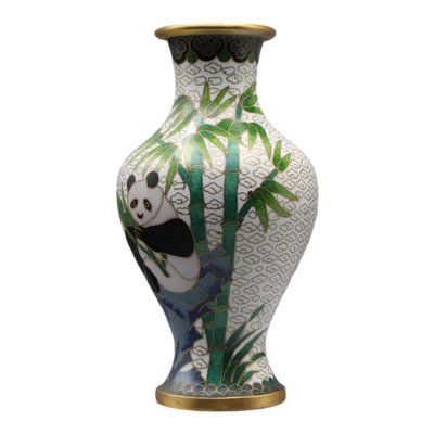 Vintage Cloisonné Chinese Enamel Panda Vase, 1960s photo furniture