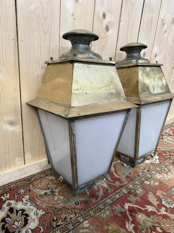 Paire De Lampadaires   Lanternes D'extérieur En Laiton photo Garden Lighting