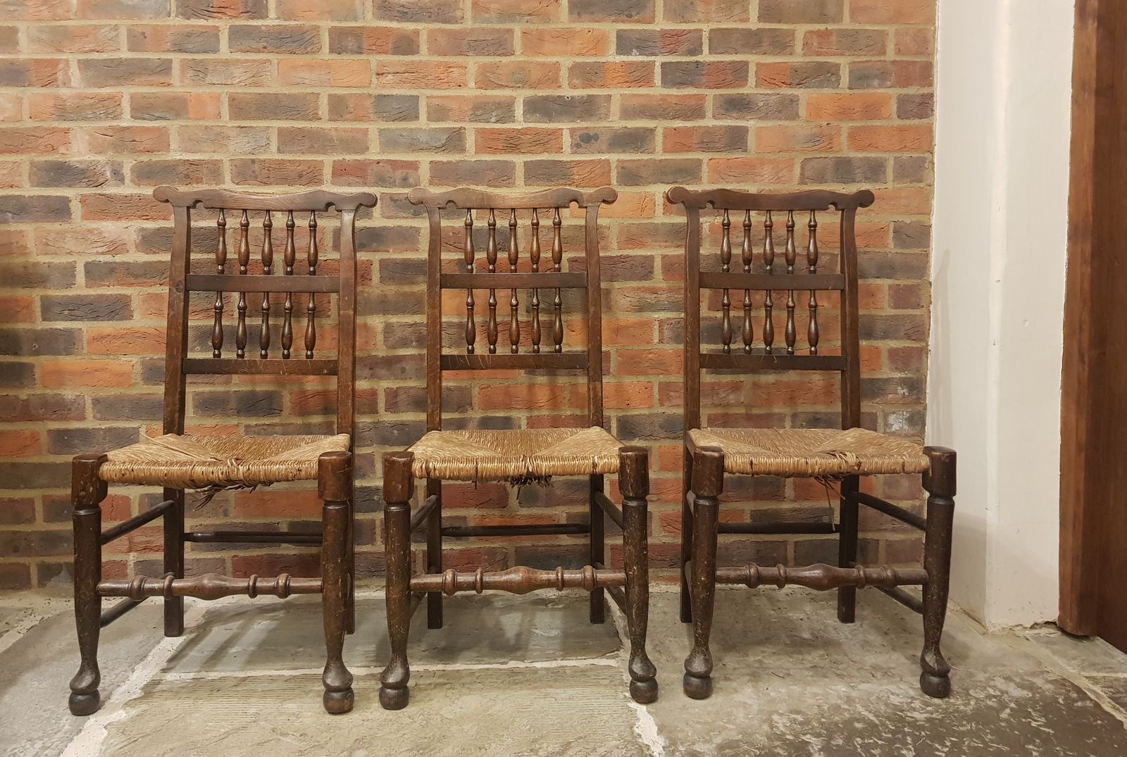 Set Of 5 Antique Lancashire Spindleback Chairs   Early 20th Century photo for sale