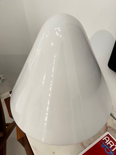 Mushroom Shaped White And Clear Glass Table Lamp Designed By Mauro Marzollo photo vinterior